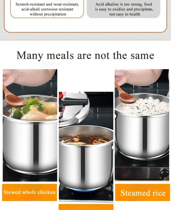 304 Stainless Steel Pressure Cooker, Multifunctional, 5L, 9L, 3Gear Pressure-Limited, Explosion-proof, Quickly Cooking - Image 13