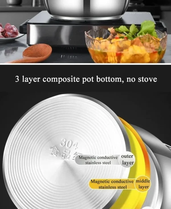 304 Stainless Steel Pressure Cooker, Multifunctional, 5L, 9L, 3Gear Pressure-Limited, Explosion-proof, Quickly Cooking - Image 10